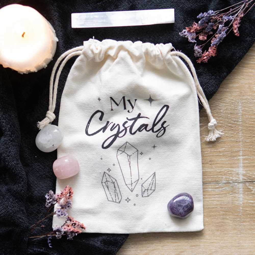 Something Different - Cotton Crystal Beutel mit Kordelzug - Creme
